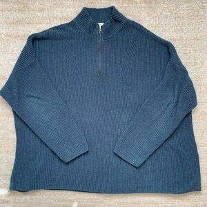 J Jill 1/4 Quarter Zip Pullover Sweater Blue Cozy Women’s Size 2X